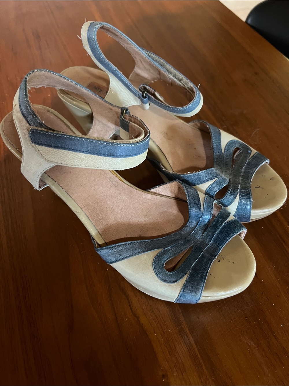 Miz Mooz Navy and Cream Slingback Heels